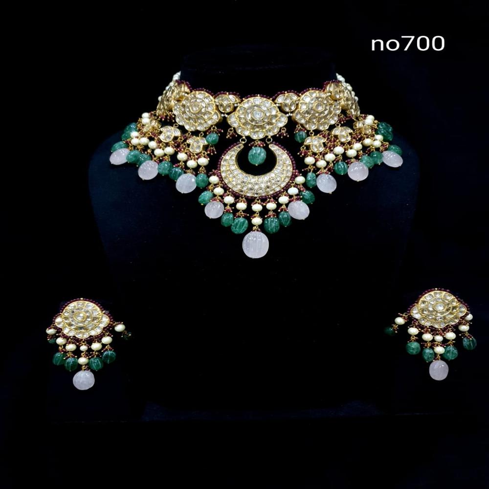 22kt All White Chick Set With Real Diamond - Color: Multicolour