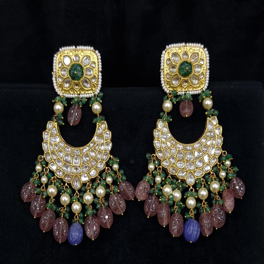 22kt Gold Chandbali with real Diamond Polki