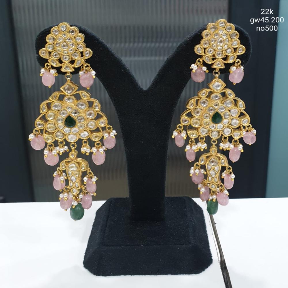 22kt Tyani Polki Diamond Earring - Diamond Carat Weight: 7.44 Carat