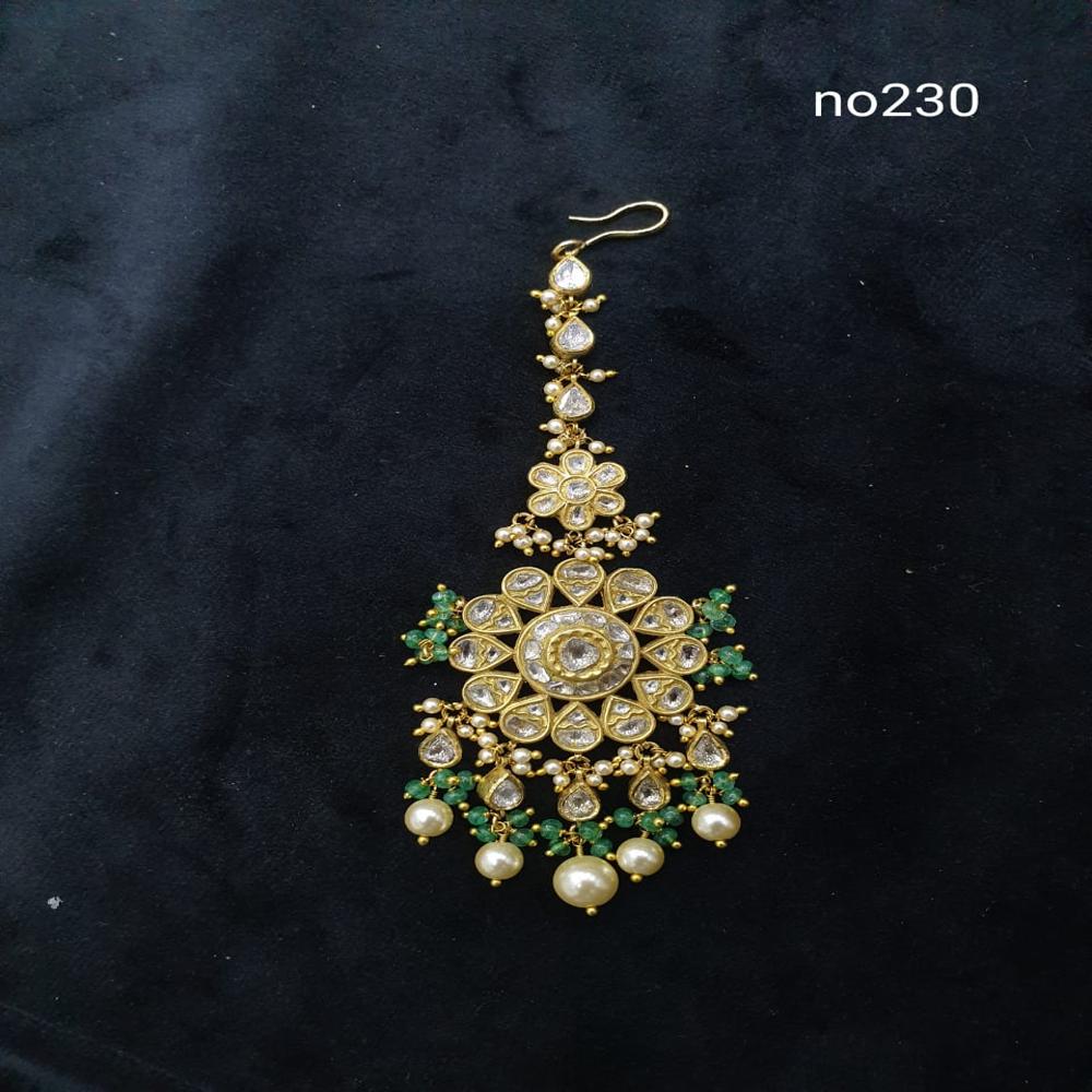 22kt  Tiyani All white Tikka with Real Diamond polki