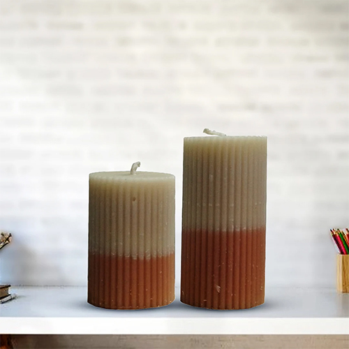 Ribbed Pillar Candle - Features: High Quality