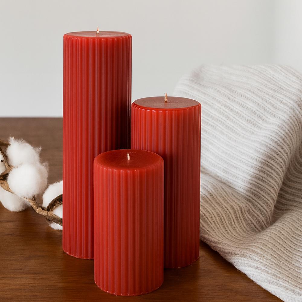 Blue Ribbed Candle - Color: Any Color