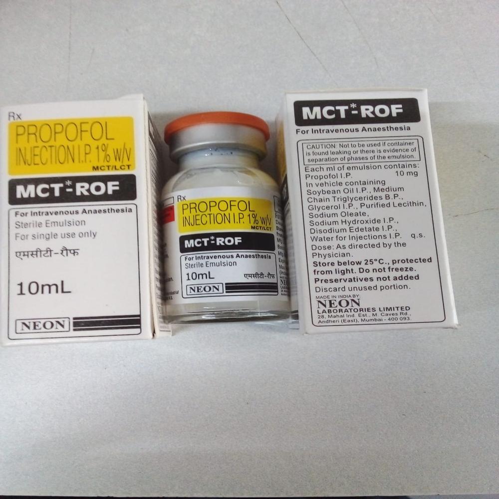 Mct - Rof 10ml - Propofol Injection I.p 1% W/v, Suitable For Anesthesia And Sedation In Medical Procedures