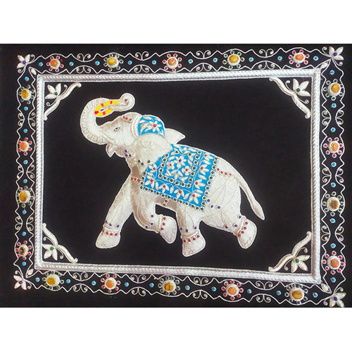Elephant Hand Embroidered Wall Hanging