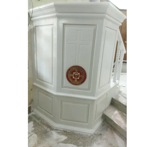 White Marble Pulpit Church Counter