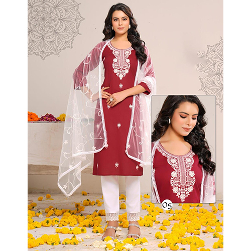 Rayon Cotton Kurti Pant With Dupatta