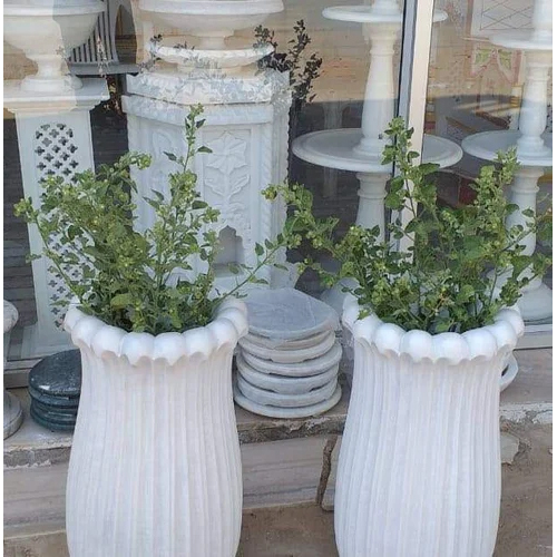 White Marble Flower Pot