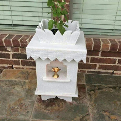 White Marble Tulsi Pot