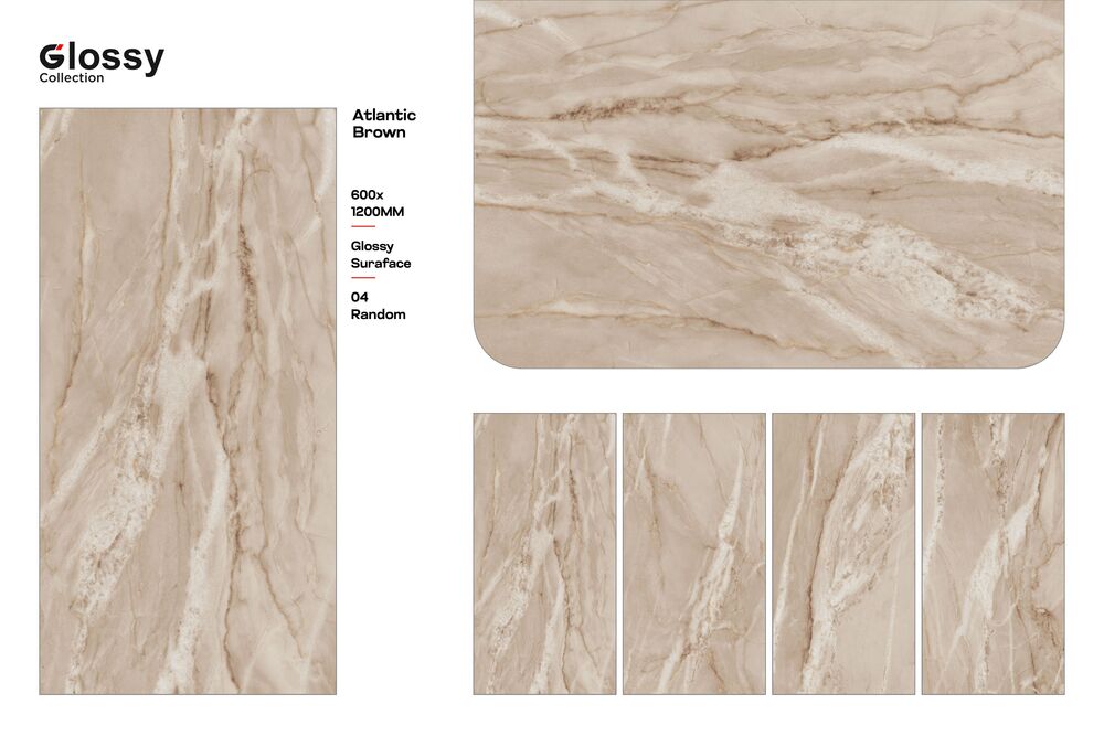 600X1200Mm Glossy Satuario Porcelain Floor And Wall Tiles - Color: Cream