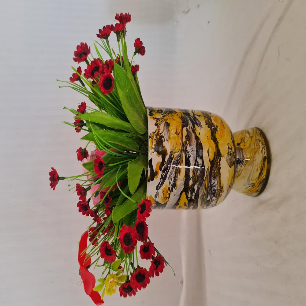3D flower vase marble finish