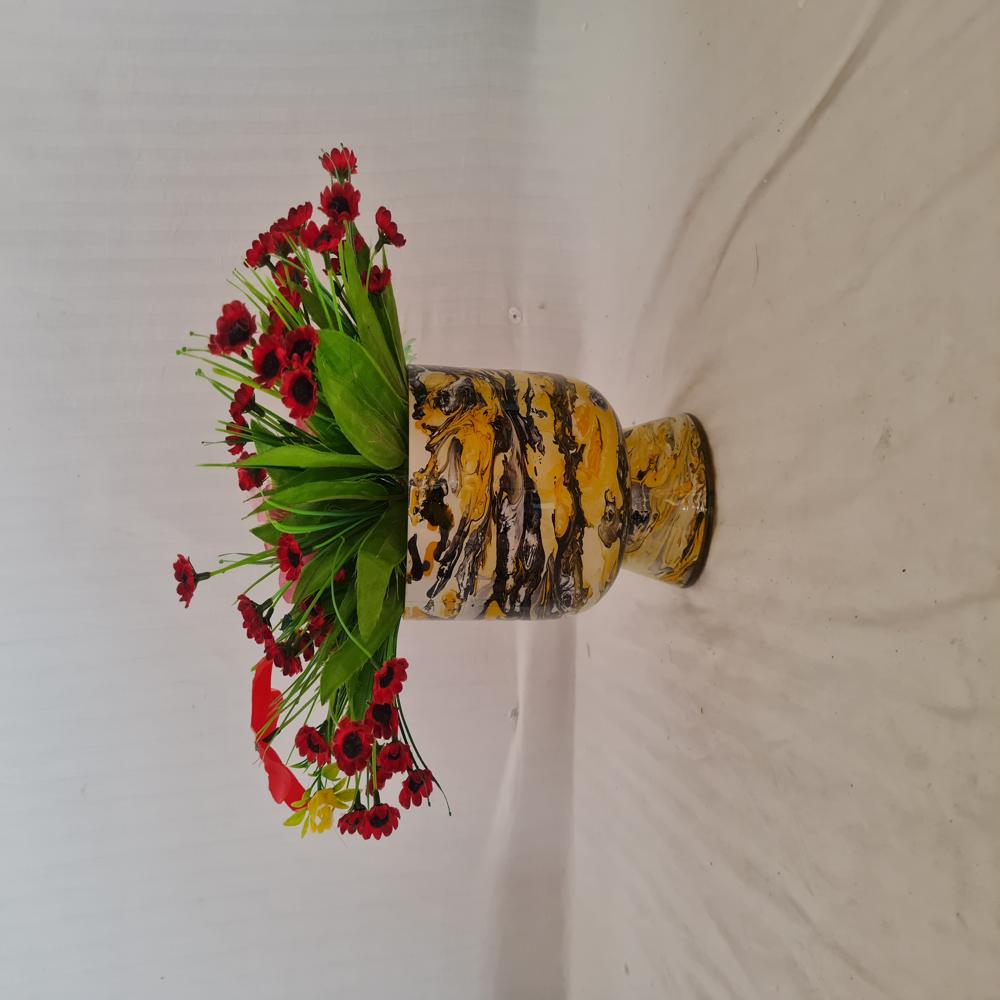 3D flower vase marble finish