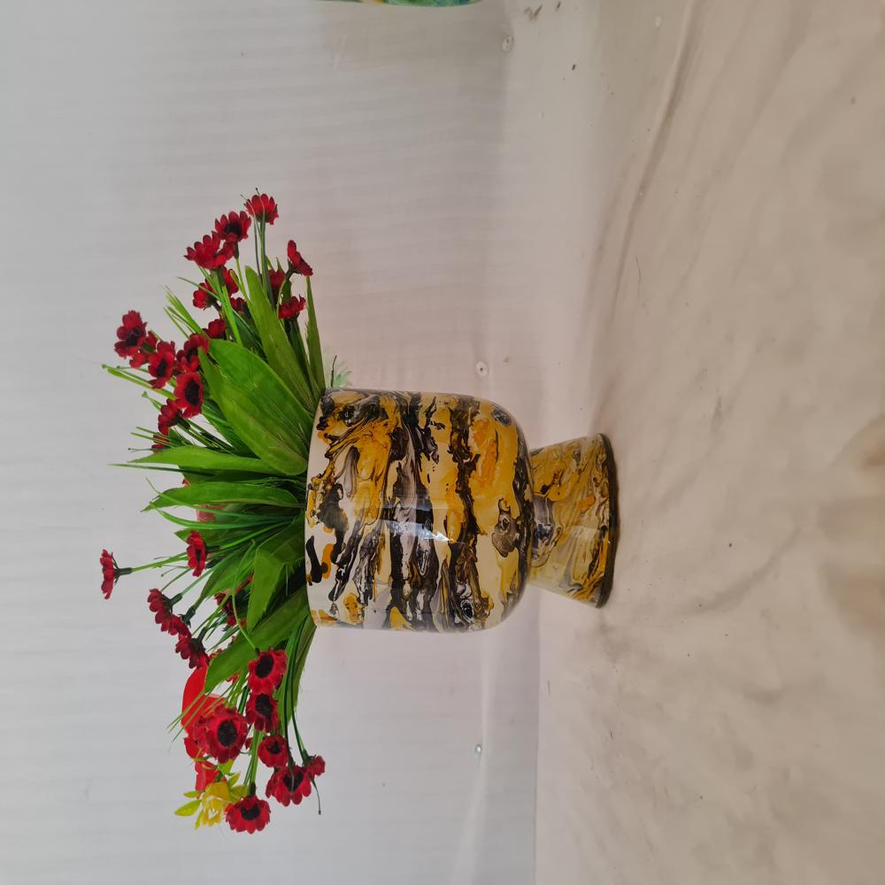 3D flower vase marble finish