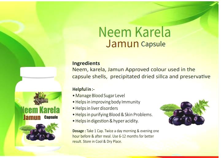Pure Neem Karela Jamun capsules wholesale 120 capsule