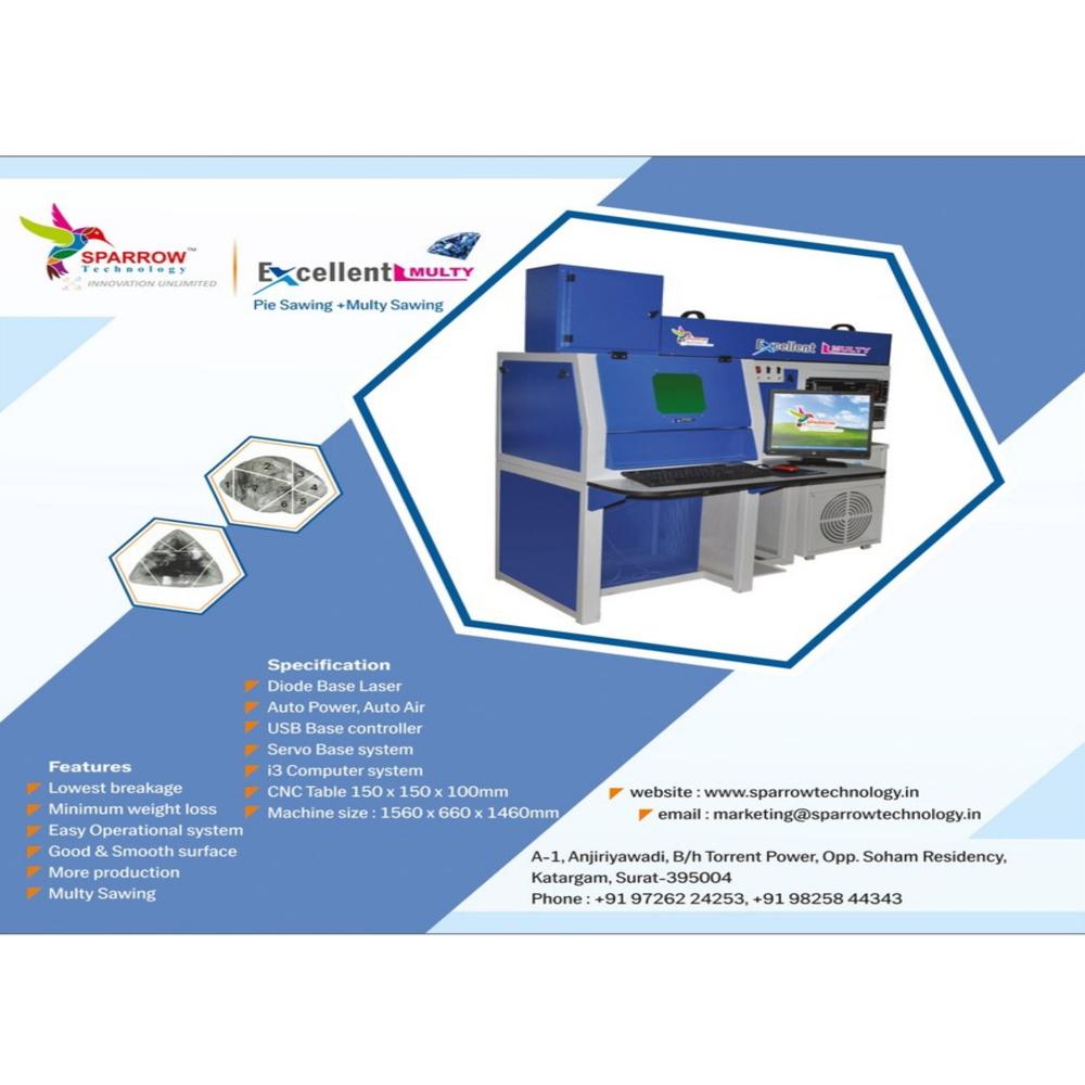 Multi Sawing Diamond Laser Cutting Machine - Dimension (L*W*H): 650 X 650 X 1460 Millimeter (Mm)