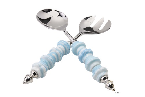Silver And Blue Salad Server
