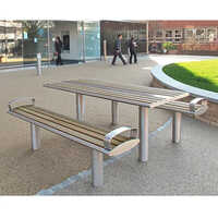 Ss Outdoor Picnic Bench With Table - Color: Silver