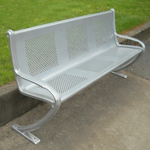 3 Seater Ss Outdoor Bench - Color: Silver