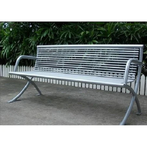 M S Outdoor Benches With Back - Color: Silver