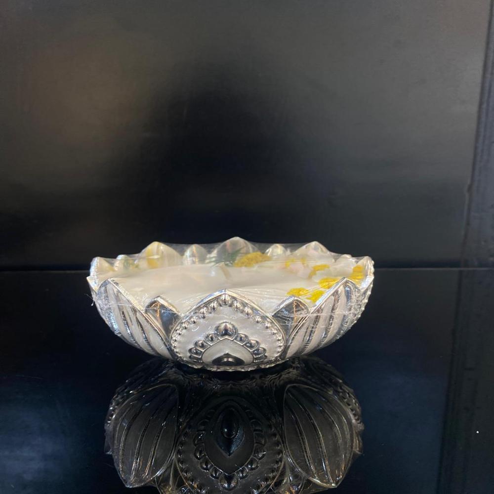silver plated enamel louts bowl 