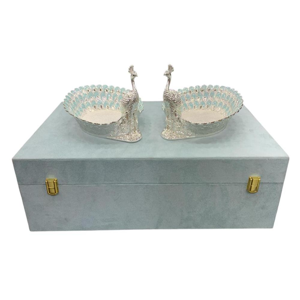 Silver Plated Peacock Platter (Small) - Material: Metal