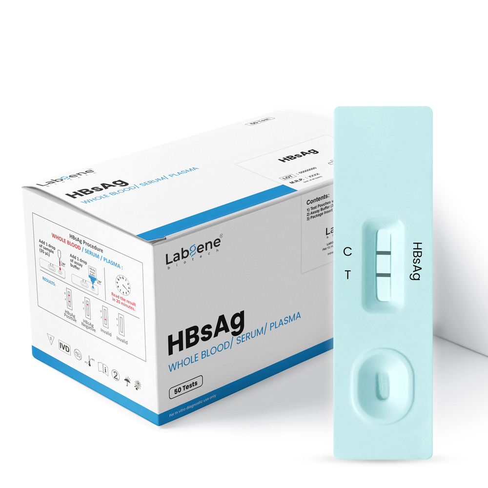 Labgene Hbsag Rapid Test Kit | Accurate Antibody Detection In Blood, Serum & Plasma | 50Tests/Box - Accuracy: 100  %