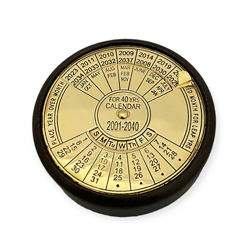 Nautical Decor Brass And Wood Calender - Color: Brown