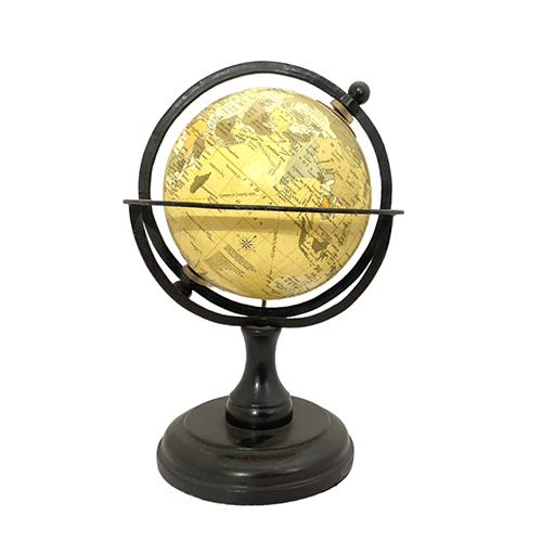 World Globe 5 Inch On Iron Stand - Color: Black