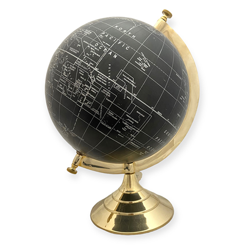Brass And Plastic Orld Globe 4 Inch On Brass Stand - Color: Golden