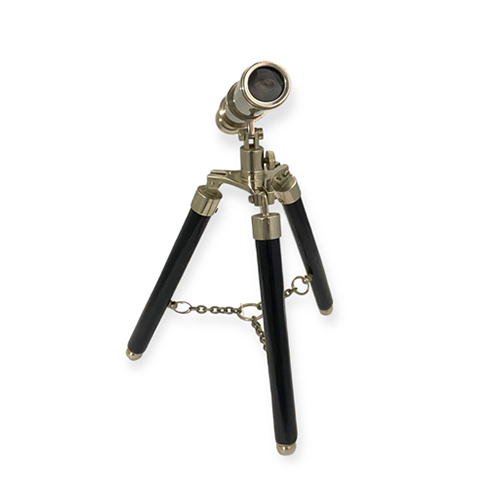 2 Pipe Telescope On Wood Tripod Stand - Design Type: Standard