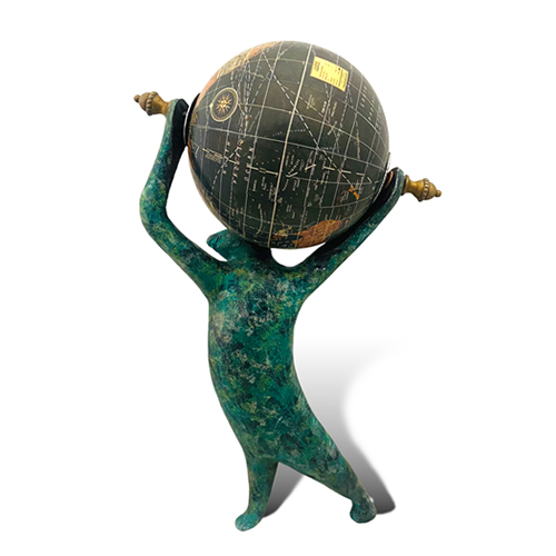 World Globe 4 Inch On Squirrel Stand - Color: Black