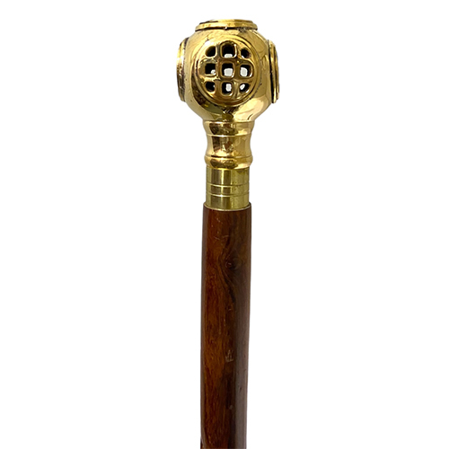Diving Helmet Handle Walking Stick - Color: Brown