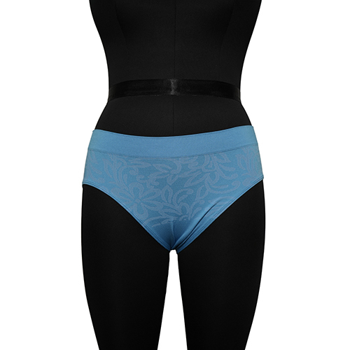 Ladies Blue Seamless Floral Jacquard Bikini