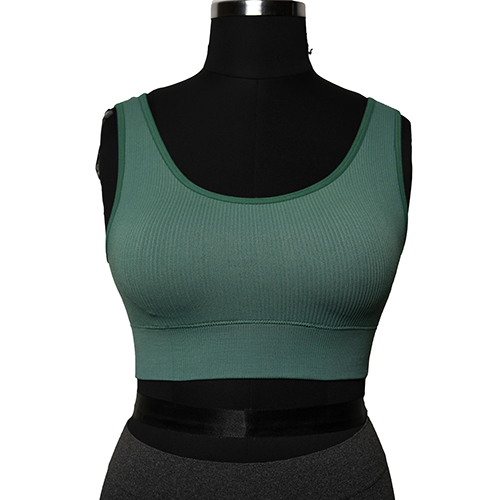 Ladies Green Seamless Ribbed Crop Top - Color: Different Available