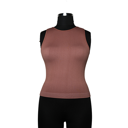 Ladies Maroon Seamless Ribbed Crop Top - Color: Different Available