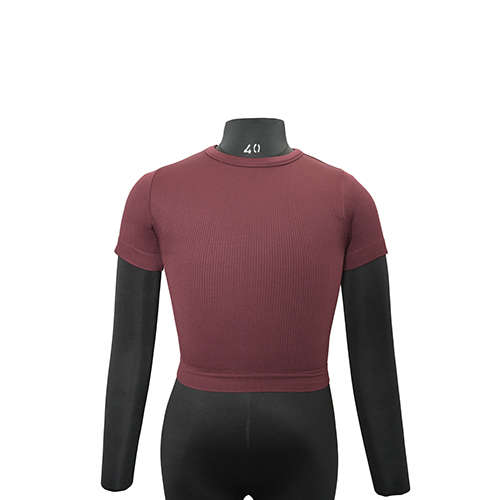 Ladies Maroon Seamless Ribbed Crop Top - Color: Different Available