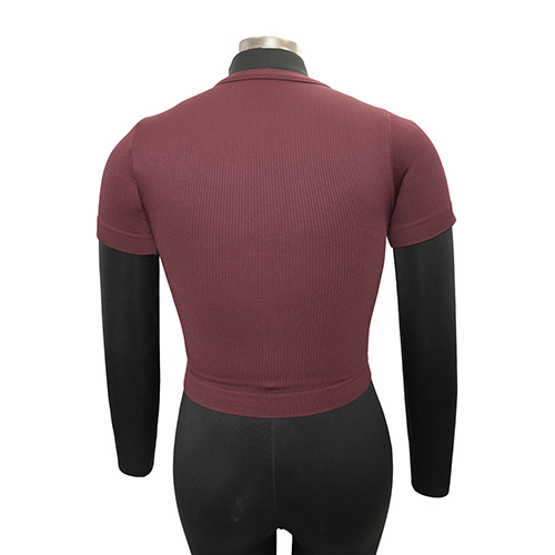 Ladies Maroon Seamless Ribbed Crop Top - Color: Different Available