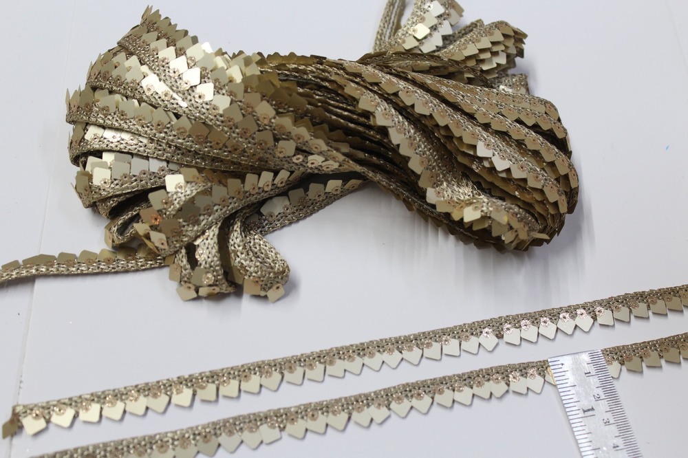 Golden Samosa Lace - Decoration Material: Sequins
