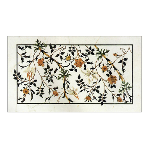 Rectangular White Marble Inlay