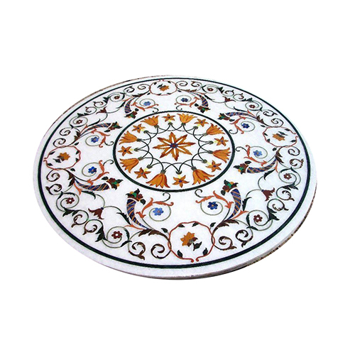 Round White Marbe Inlay