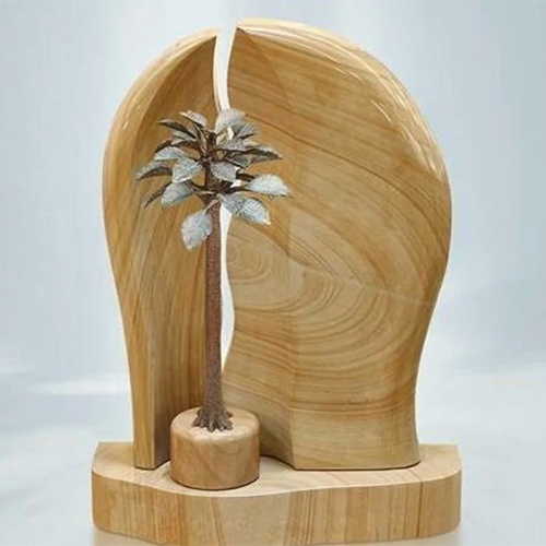 Sandstone Teak Wood Showpiece - Color: Natural Brown