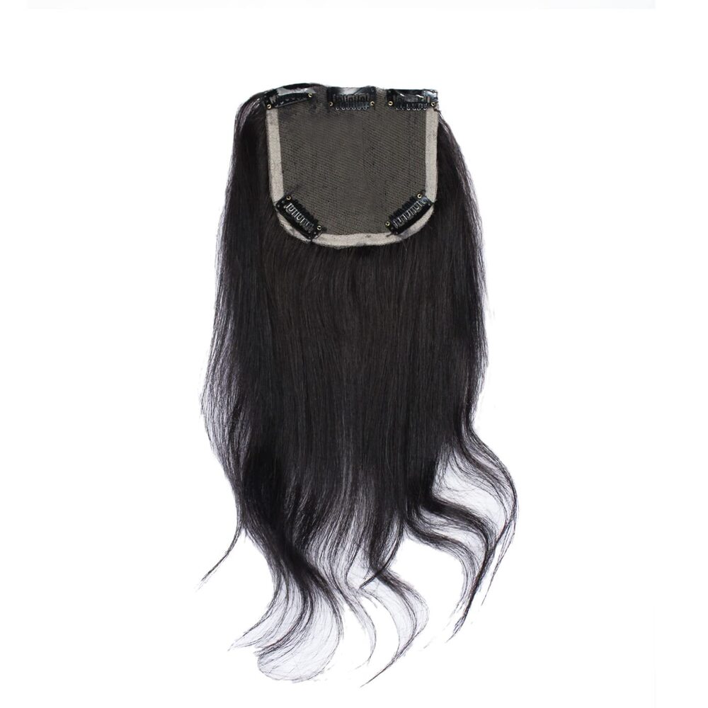 Fully Human Hair Front Lace Closer Topper For Women And Girls Scalp Thinning(Black)