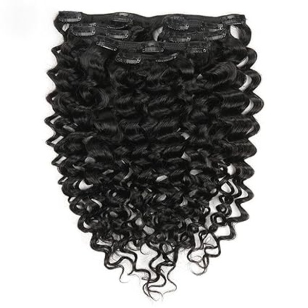 Hair Clip in Extensions For Black Women Natural Color 100% Brazilian African American Hair Extension (22 inch)