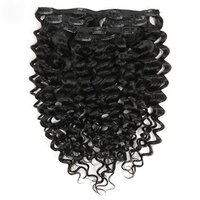 Hair Clip in Extensions For Black Women Natural Color 100% Brazilian African American Hair Extension (22 inch)