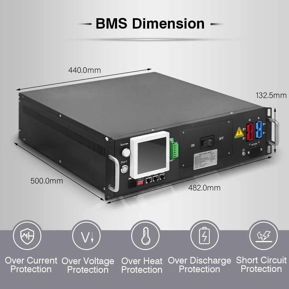 GCE 3U 165S 528V 125A BMS with HMI master slave bms for ESS UPS