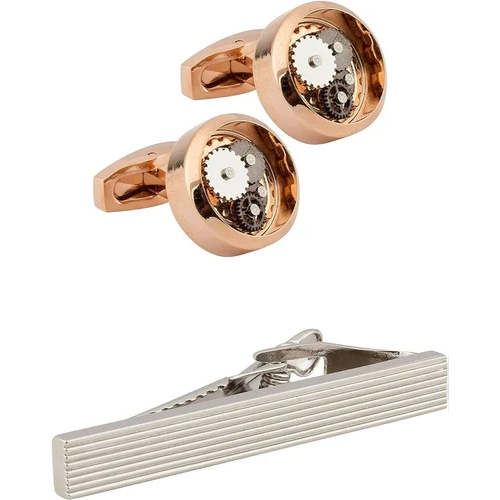 Tie Pin And Cufflinks Set - Color: Copper