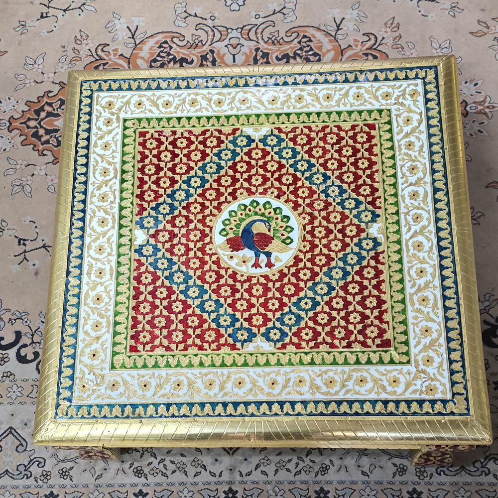 Brass Meenakari Bajot / Chowki - Color: As Per Availability