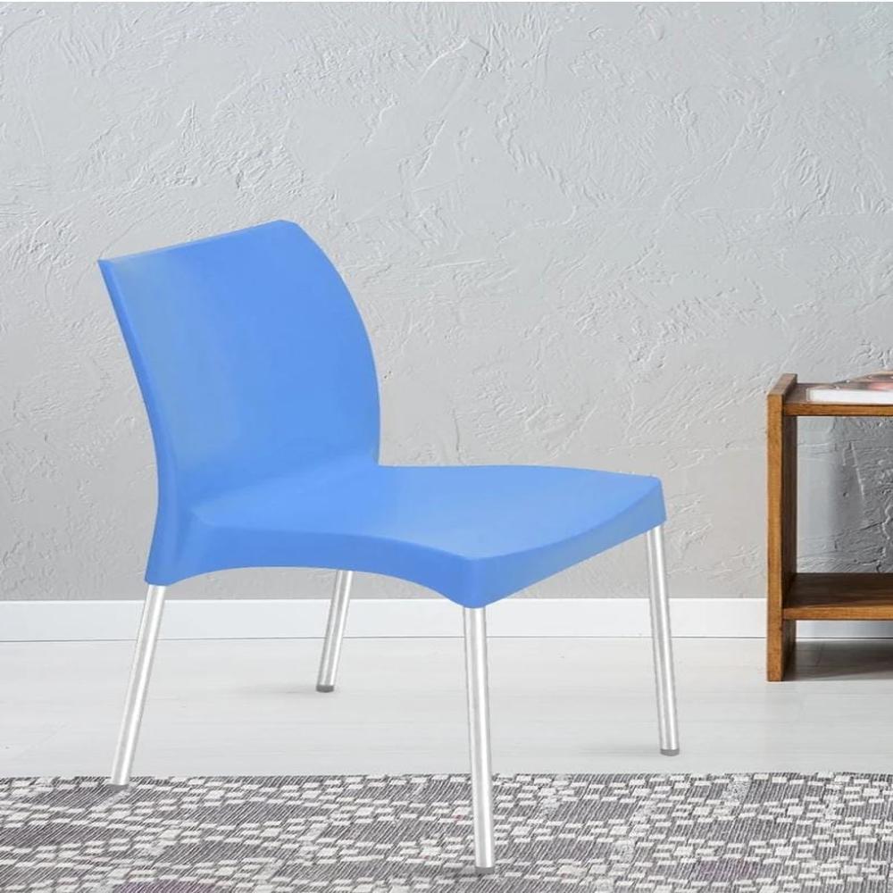 Nilkamal Novella 07 Chair - Virgin Plastic, Standard Size, Blue Color | Eco-friendly, Durable, Metal Legs, Modern Design For Versatile Use