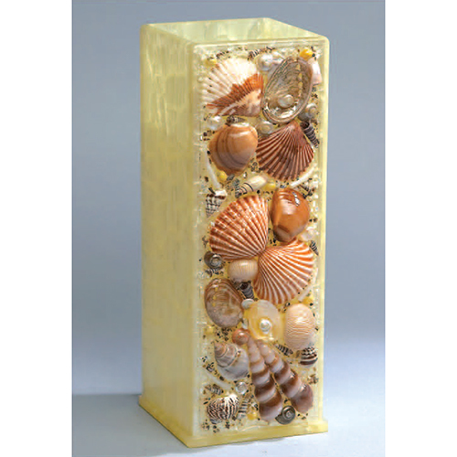 Handcrafted Seashell Flower Vase - Color: Various Available