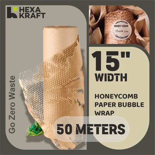 50 Meters Hexakraft Honeycomb Paper Core Bubble Wrap Rolls - Color: Brown