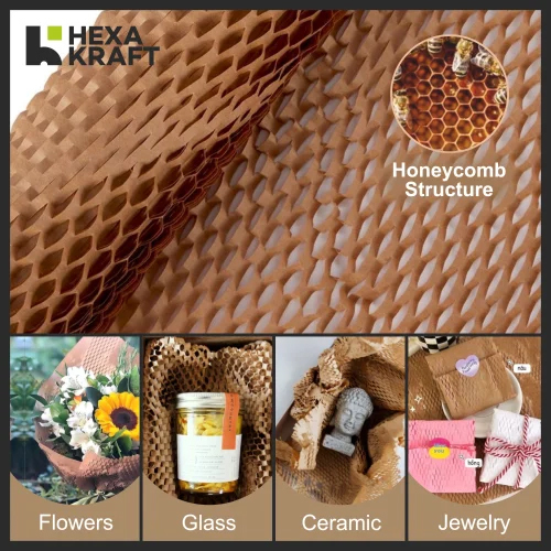 50 Meters Hexakraft Honeycomb Paper Core Bubble Wrap Rolls - Color: Brown